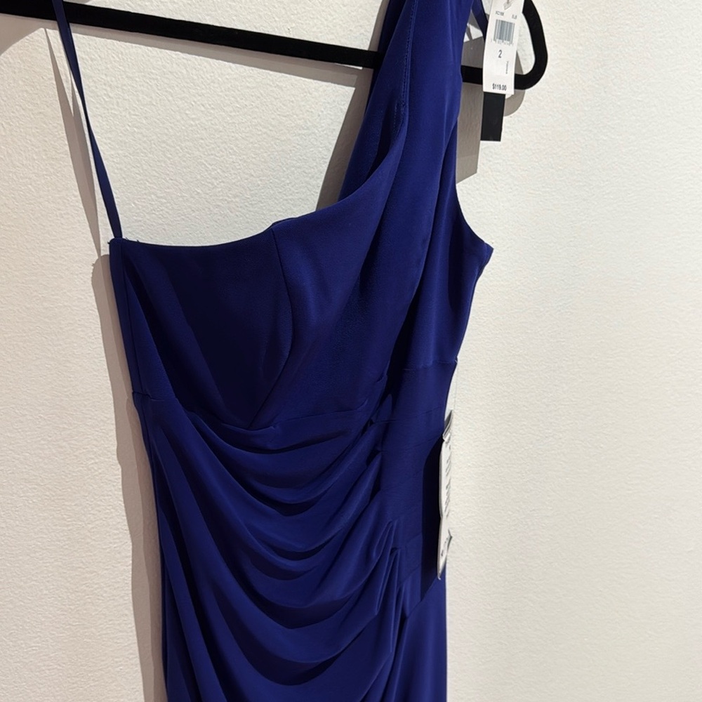 Xscape Blue One-Shoulder Sheath Dress